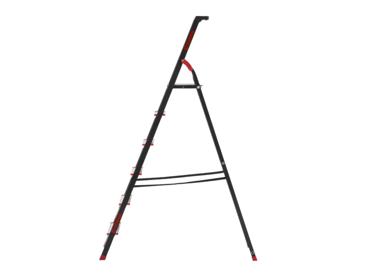 Стремянка 6 ступеней, лоток для инвентаря, стальной профиль, высота верхней ступени 1280 мм, 481*1138*1787 мм, 150 кг INTERTOOL LT-0056 