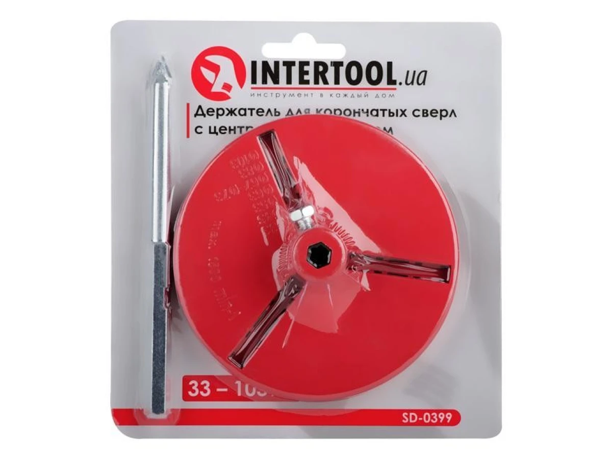 Держатель для корончатых сверл 103 мм, с центрирующим сверлом INTERTOOL SD-0399 