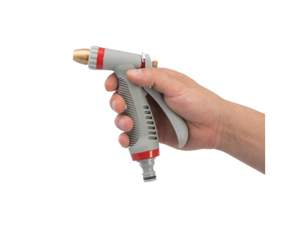 Пистолет-распылитель для полива с плавной регулировкой потока воды. ABS, PP, TPR, ZINC ALLOY, BRASS INTERTOOL GE-0012 