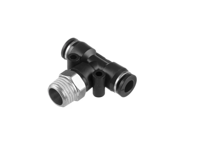 З'єднання цангове Т-подібне для поліуретанових та ін. шлангів 6*6 мм, 1/4“ зовн. різьба INTERTOOL PT-2351 