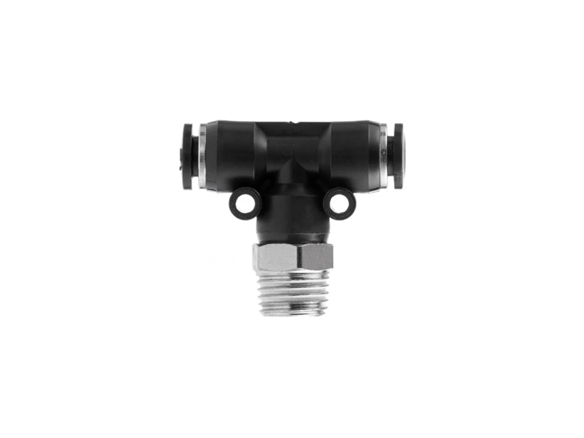 З'єднання цангове Т-подібне для поліуретанових та ін. шлангів 6*6 мм, 1/4“ зовн. різьба INTERTOOL PT-2351 