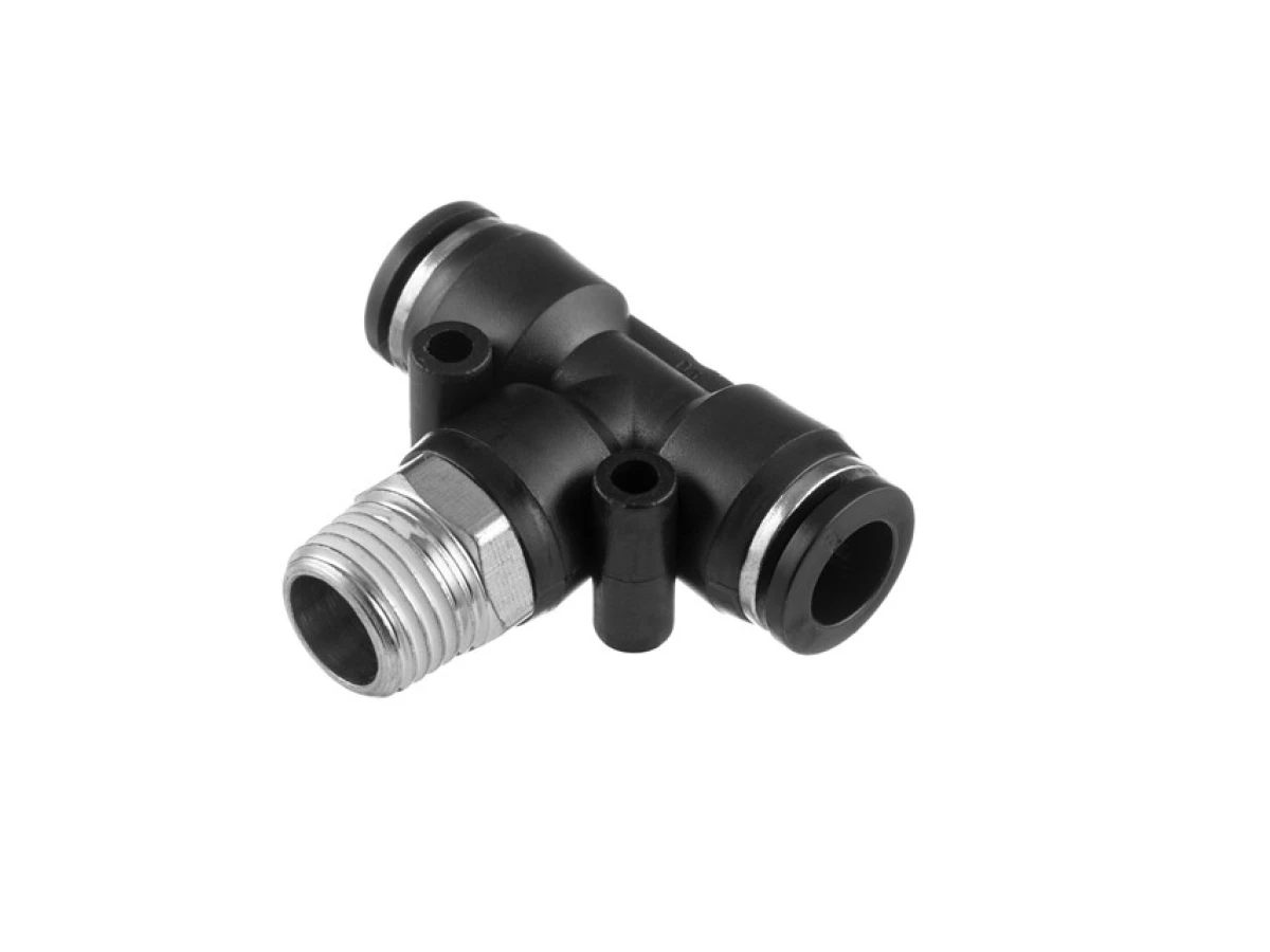 З'єднання цангове Т-подібне для поліуретанових та ін. шлангів 8*8 мм, 1/4" зовн. різьба INTERTOOL PT-2352 