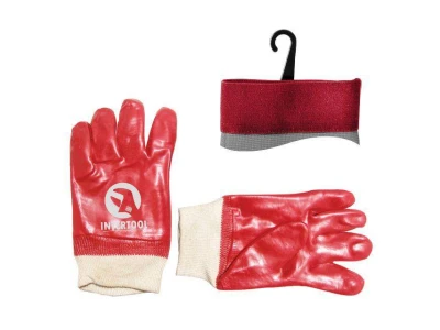 Перчатка маслостойкая х/б трикотаж покрытая PVC c вязаным манжетом (красная) (ящик 120пар) INTERTOOL SP-0006W