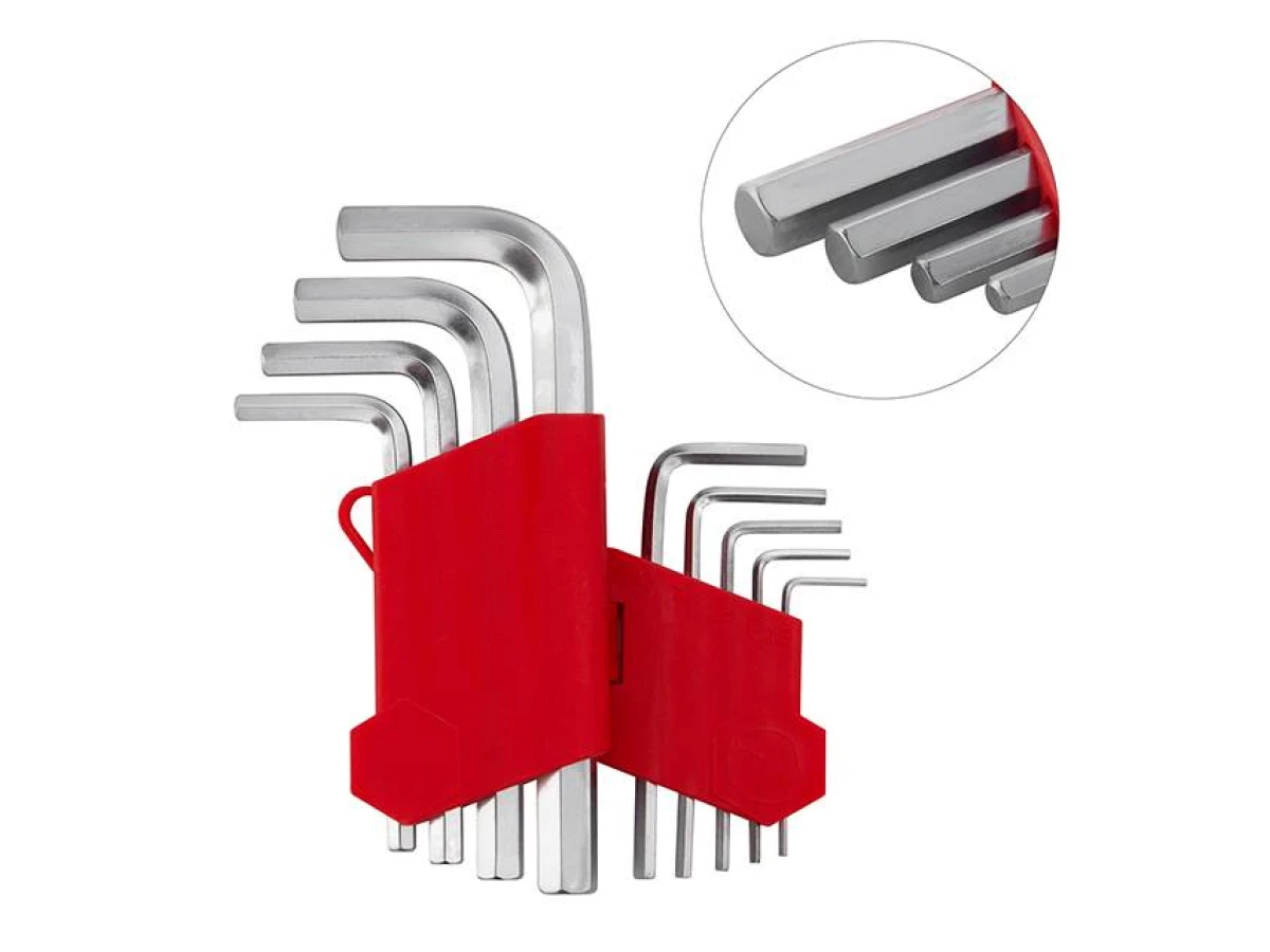 Набір ключів Г-подібних шестигранних 9 шт, 1.5-10 мм, CrV INTERTOOL HT-0601 