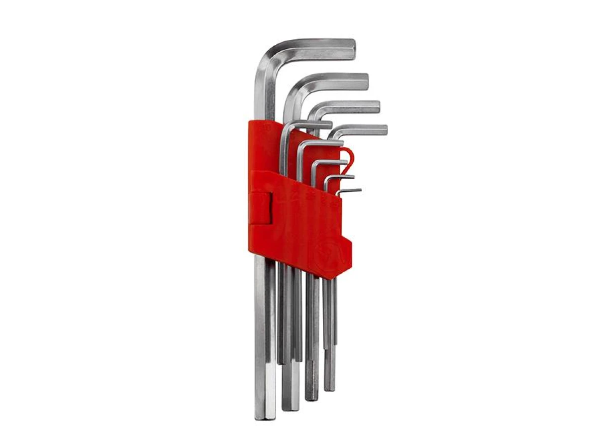 Набір ключів Г-подібних шестигранних подовжених 9 шт, 1.5-10 мм, CrV, 55 HRC INTERTOOL HT-0602 