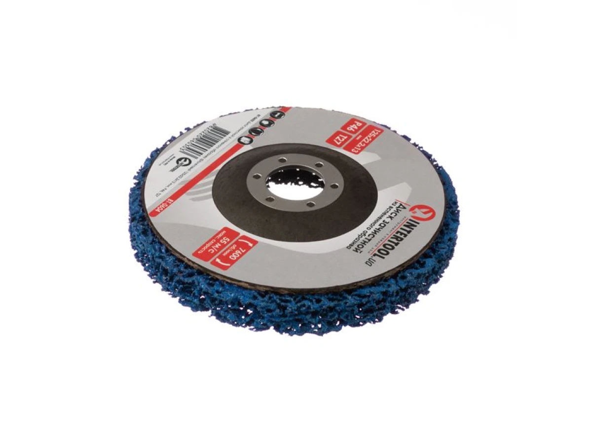 Диск зачистний із спіненого абразиву блакитний 125*22,2*13 мм, P46, T27 INTERTOOL BT-0604 