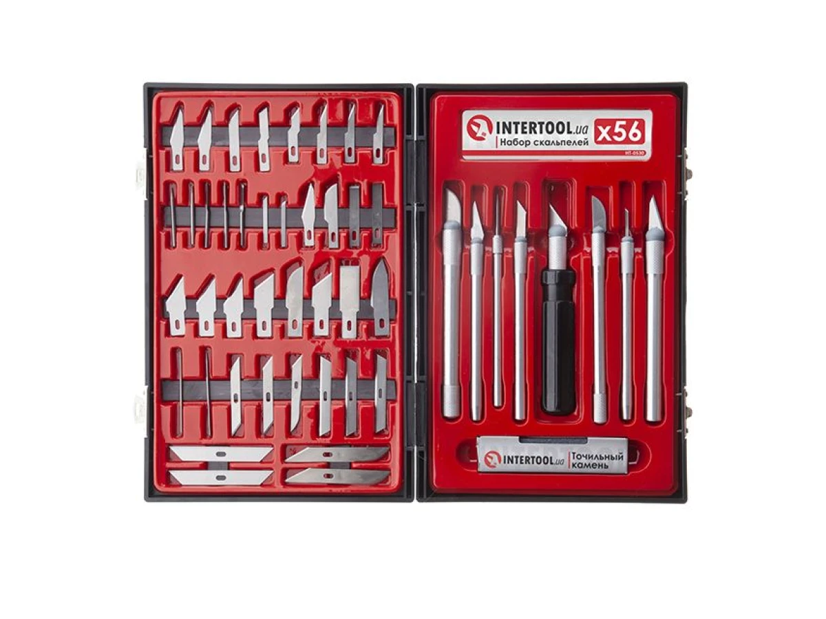 Набір скальпелів 56 од. в пластиковому футлярі INTERTOOL HT-0530 