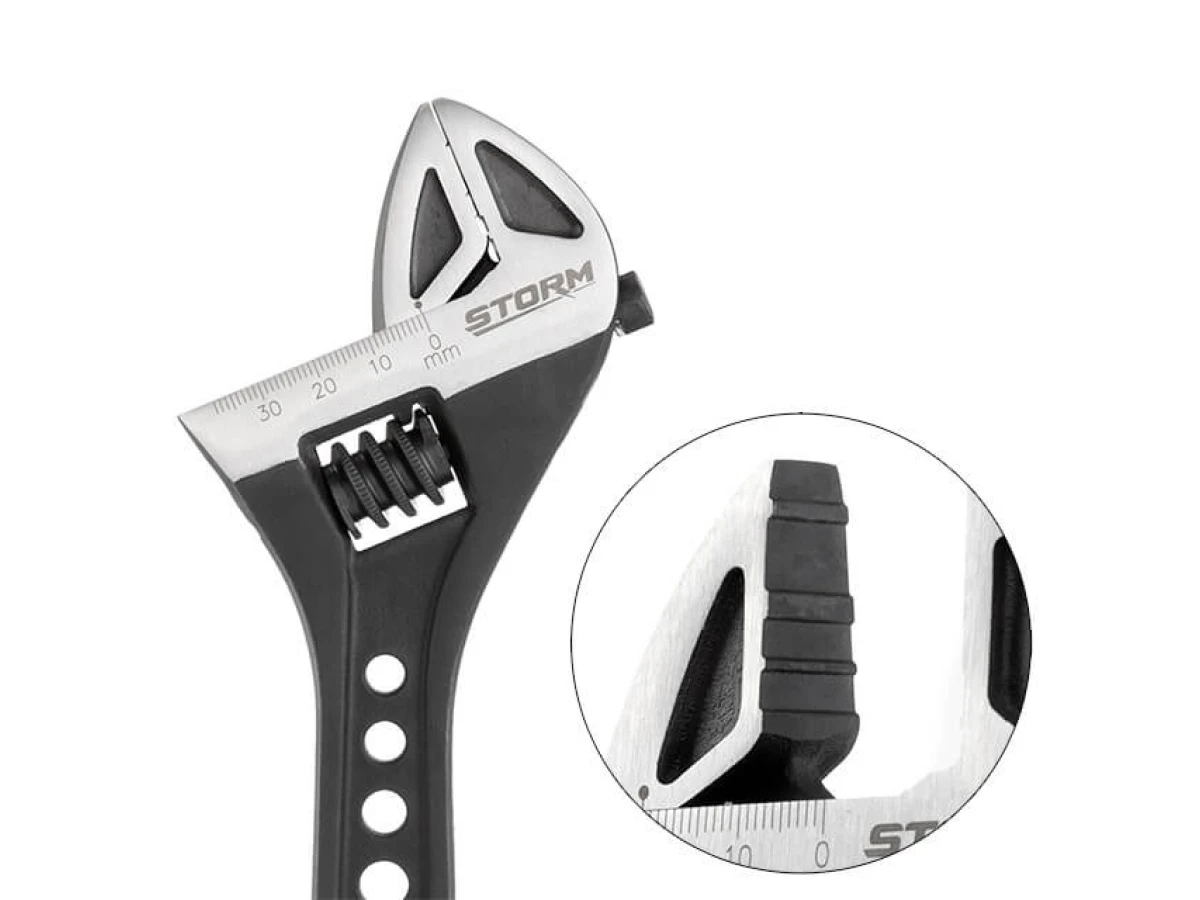 Ключ разводной 300 мм кованный, рукоятка TPR, HRC 40~50, Cr-V STORM INTERTOOL XT-0085 