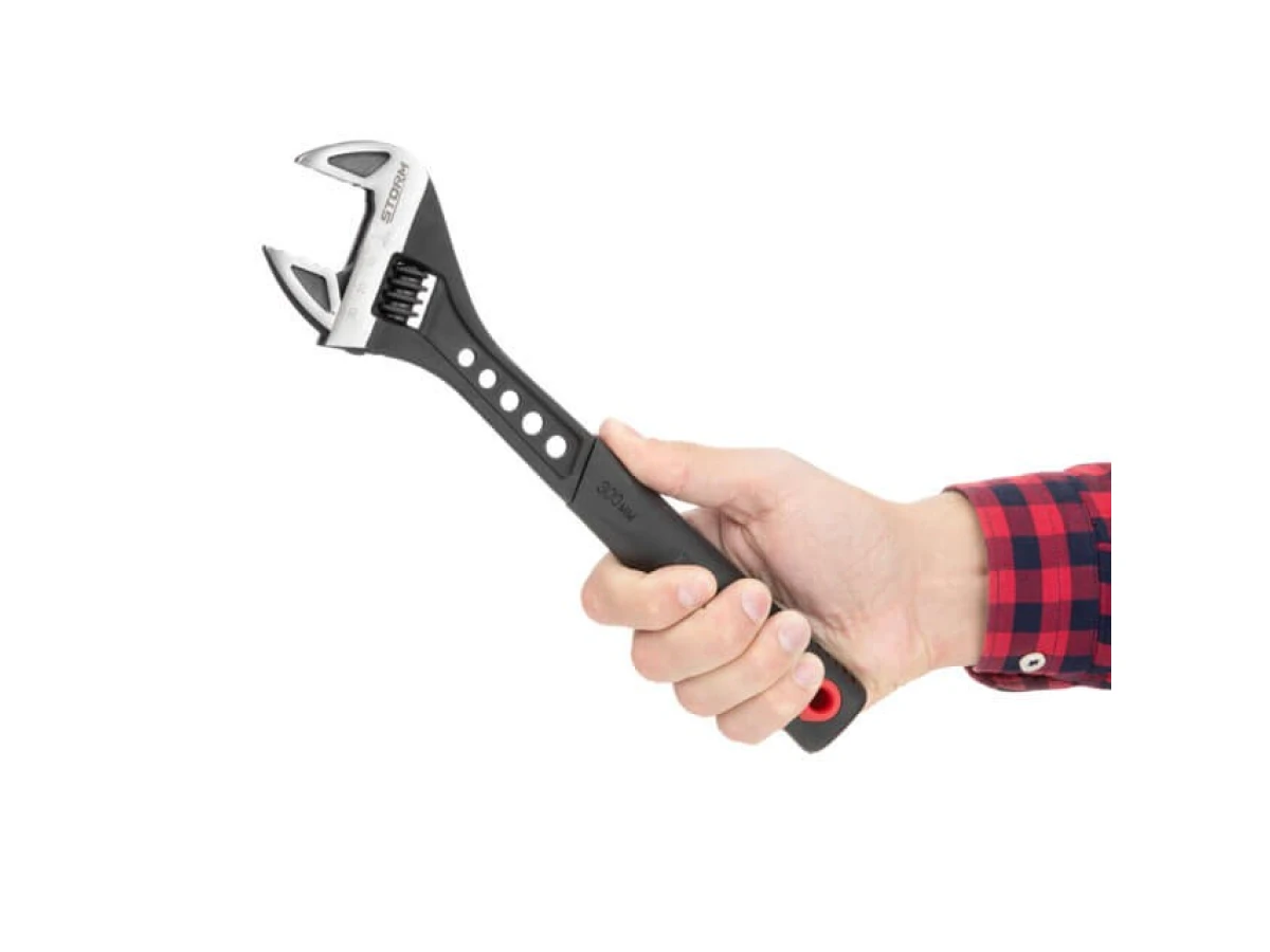 Ключ разводной 300 мм кованный, рукоятка TPR, HRC 40~50, Cr-V STORM INTERTOOL XT-0085 