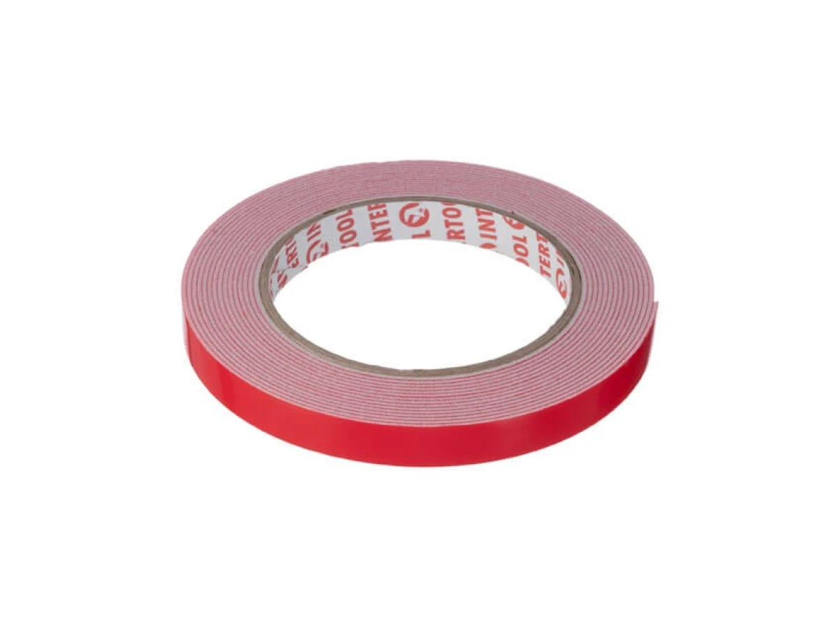 Стрічка клейка двостороння універсальна 12 мм * 5 м * 1 мм, біла, спінений поліетилен INTERTOOL KT-0813 