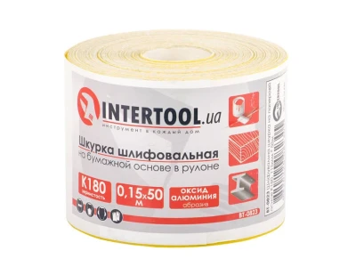 Шлифовальная шкурка на бумажной основе К180, 115 мм * 50 м INTERTOOL BT-0823
