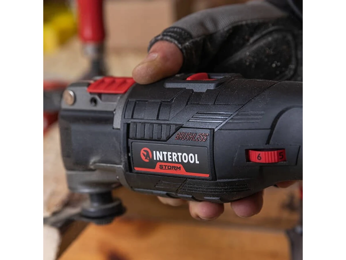 Реноватор акумуляторний з безщітковим двигуном 20 В, 8000-20000 об/хв., кут осциляції 3.2° без ЗП та АКБ INTERTOOL WT-0369 