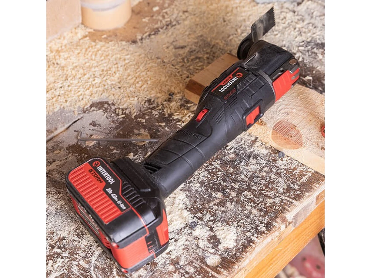 Реноватор акумуляторний з безщітковим двигуном 20 В, 8000-20000 об/хв., кут осциляції 3.2° без ЗП та АКБ INTERTOOL WT-0369 