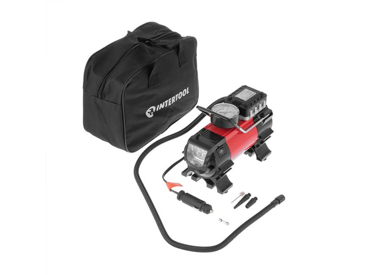 Компресор автомобільний 12 В. Один циліндр 19 мм INTERTOOL AC-0001 