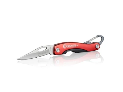 Ніж складаний 194 мм, ручка з алюмінієвими вставками, карабін INTERTOOL HT-0596