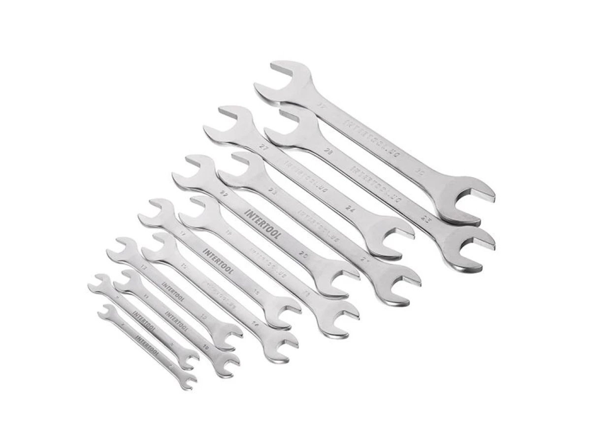 Набір ключів ріжкових, 12 шт 6-32 мм CrV INTERTOOL HT-1003 