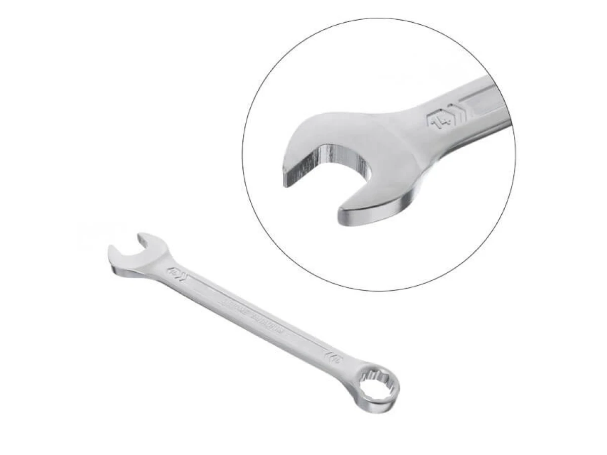 Ключ комбінований 14 мм, CrV, покриття Сатин-хром PROF DIN3113 INTERTOOL XT-1014 