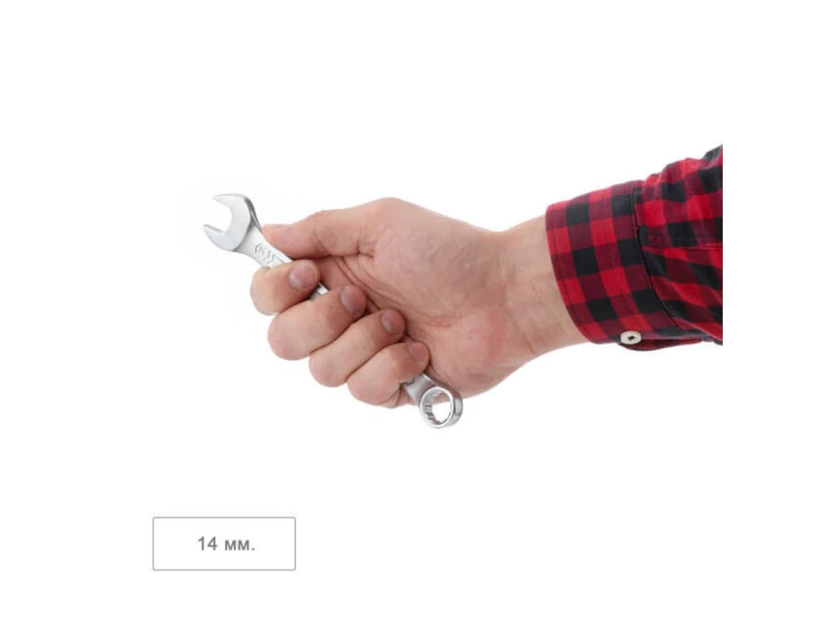 Ключ комбінований 14 мм, CrV, покриття Сатин-хром PROF DIN3113 INTERTOOL XT-1014 