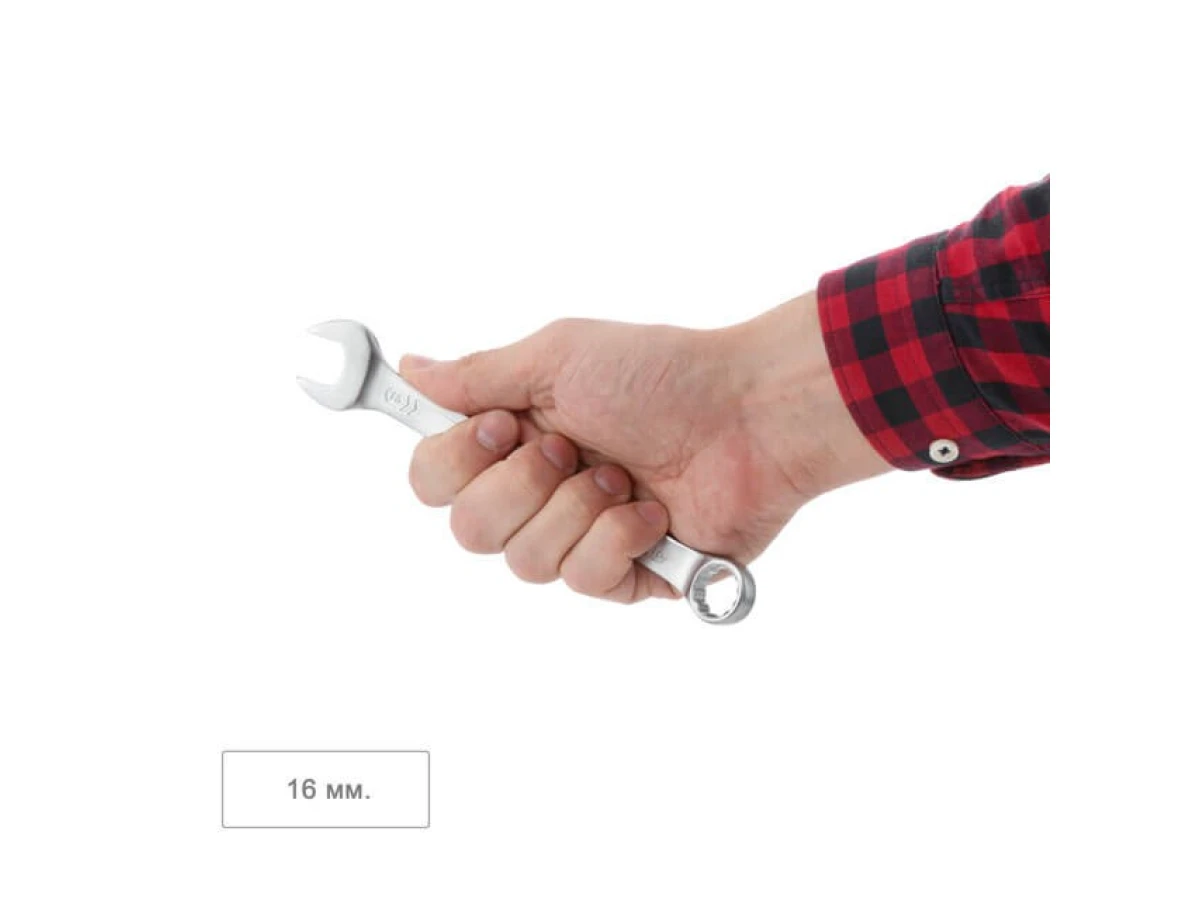 Ключ комбінований 16 мм, CrV, покриття Сатин-хром PROF DIN3113 INTERTOOL XT-1016 