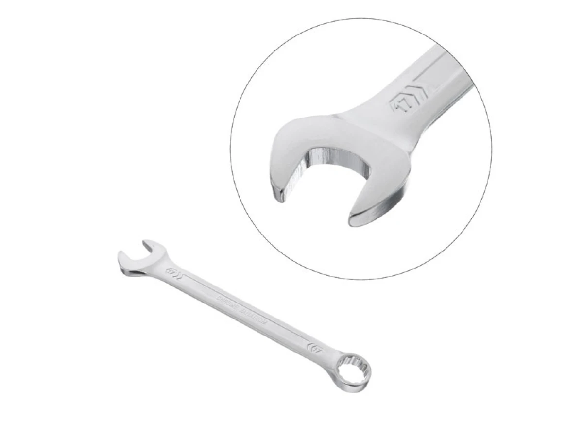 Ключ комбінований 17 мм, CrV, покриття Сатин-хром PROF DIN3113 INTERTOOL XT-1017 