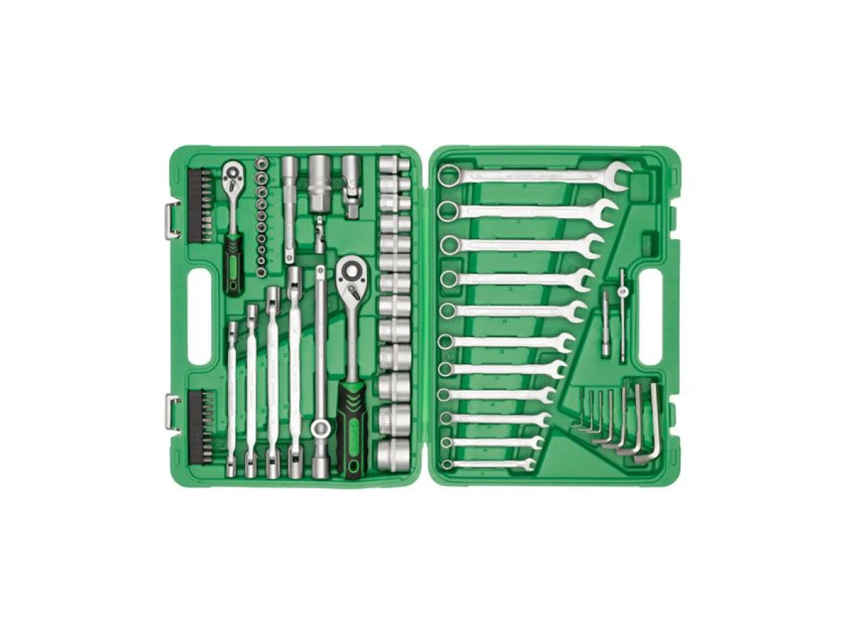 Набір інструментів 1/2" & 1/4", 77од.(гол.4-32мм, кл.комб,7-19мм,кл.шарн.8-15мм) INTERTOOL ET-6077SP 