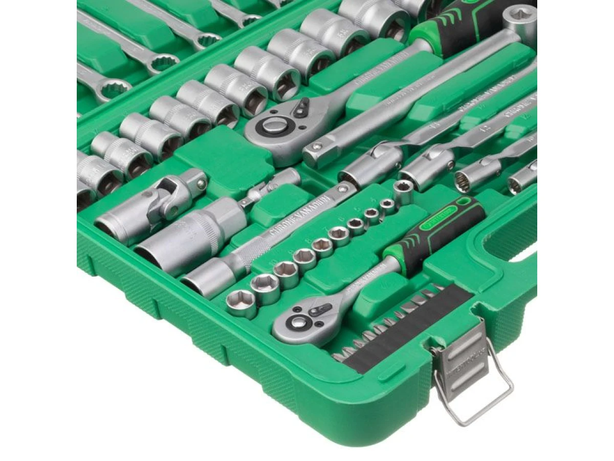 Набір інструментів 1/2" & 1/4", 77од.(гол.4-32мм, кл.комб,7-19мм,кл.шарн.8-15мм) INTERTOOL ET-6077SP 