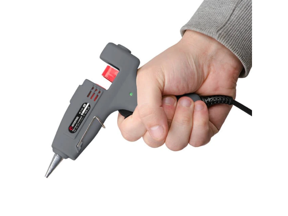 Пістолет клейовий 20(65) Вт, 230 В, 180-195 °C під стрижні 7-7.5 мм, 5-13 г/хв. INTERTOOL RT-1101 