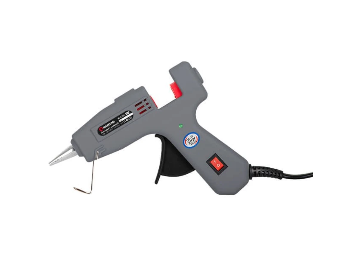 Пістолет клейовий 20(65) Вт, 230 В, 180-195 °C під стрижні 7-7.5 мм, 5-13 г/хв. INTERTOOL RT-1101 
