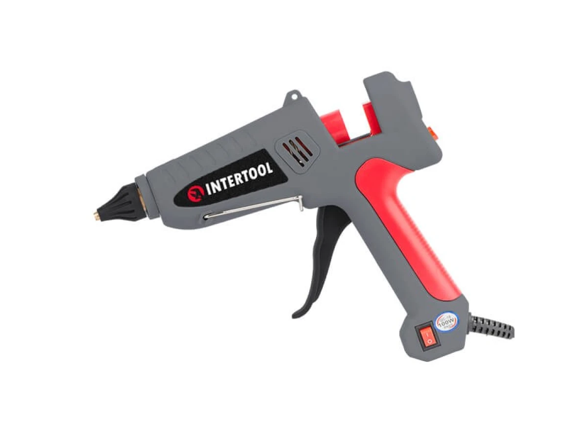 Пістолет клейовий 100 Вт, 230 В, 215-230 °C під стрижні 10.8-11.5 мм, 13-30 г/хв. INTERTOOL RT-1106 