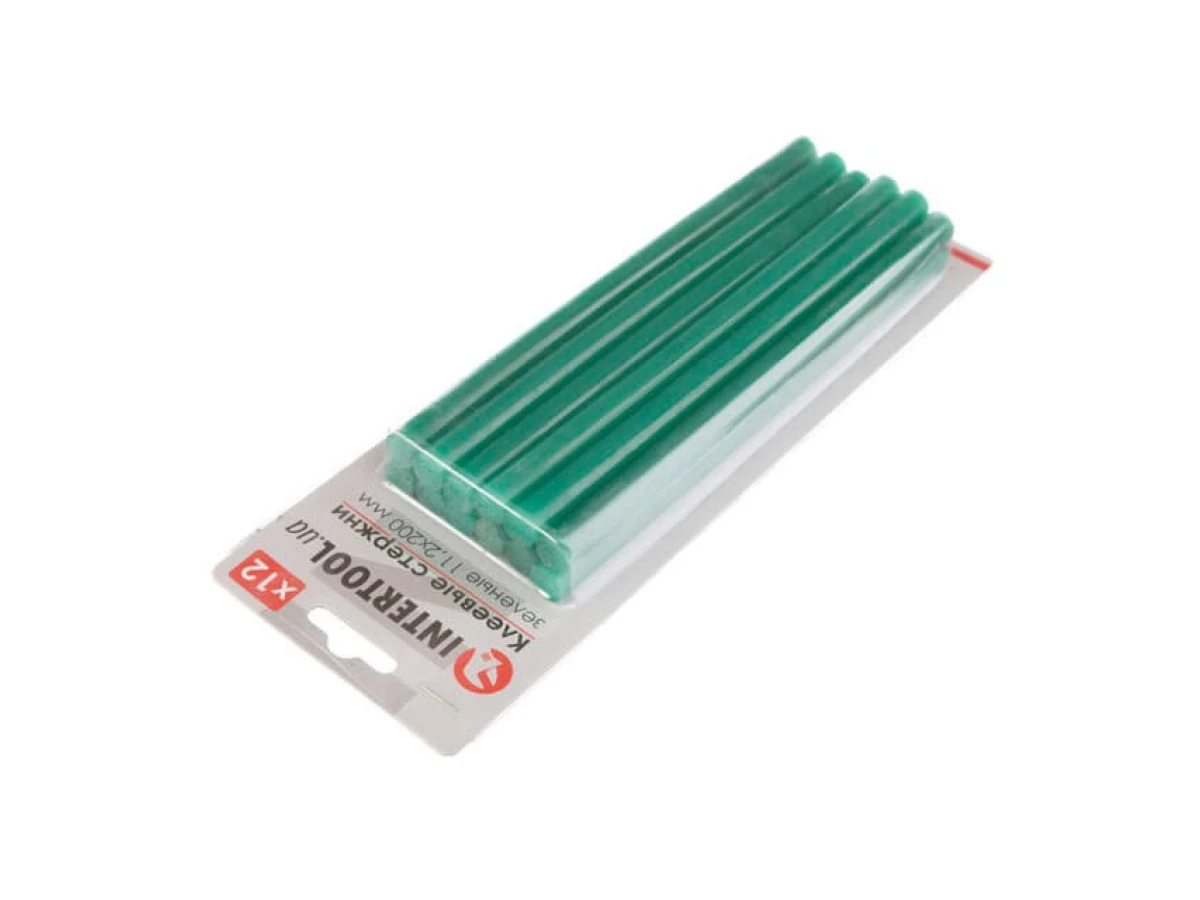 Комплект стрижнів клейових зелених 11,2 мм * 200 мм, 12 шт. INTERTOOL RT-1057 