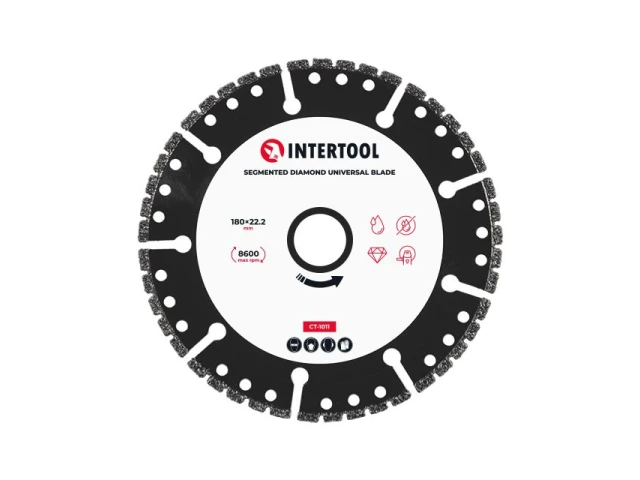 Диск алмазний універсальний сегментний 180*22.2 на кутову шліфувальну машину INTERTOOL CT-1011 