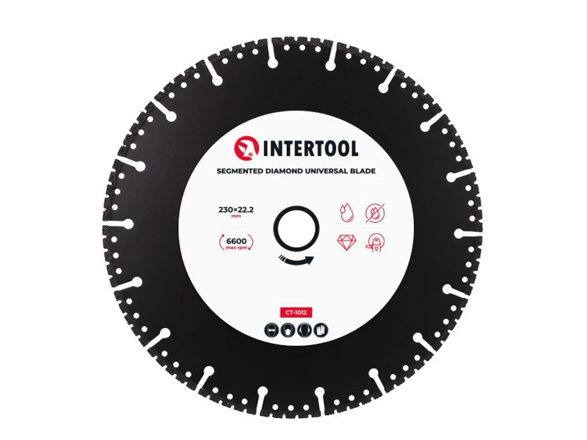 Диск алмазний універсальний сегментний 230*22.2 на кутову шліфувальну машину INTERTOOL CT-1012 