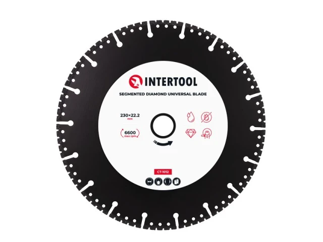 Диск алмазний універсальний сегментний 230*22.2 на кутову шліфувальну машину INTERTOOL CT-1012 