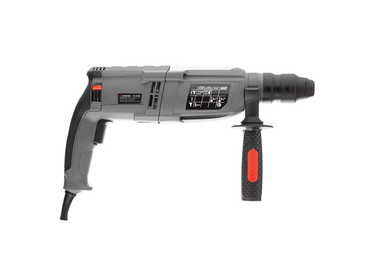 Перфоратор 1000 Вт, 3.5 Дж, 0-1300 об/мин, 0-5100 уд/мин, 3 режима, SDS plus, съемный быстрозажимной патрон INTERTOOL DT-0186 