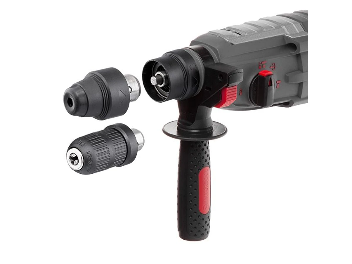 Перфоратор 1000 Вт, 3.5 Дж, 0-1300 об/мин, 0-5100 уд/мин, 3 режима, SDS plus, съемный быстрозажимной патрон INTERTOOL DT-0186 