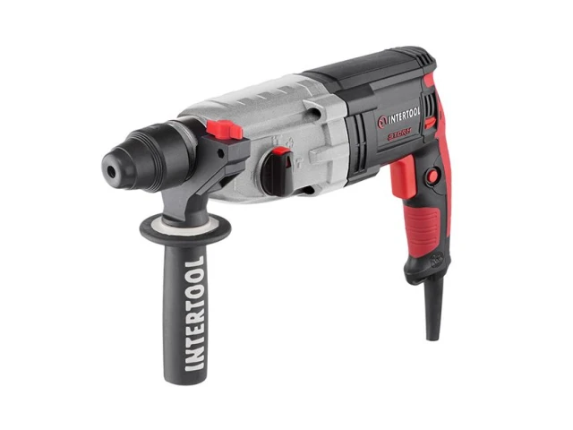 Перфоратор 1000 Вт, 3.2 Дж, 0-1300 об/мин, 0-5100 уд/мин, 3 режима, металлический корпус редуктора INTERTOOL WT-0172 