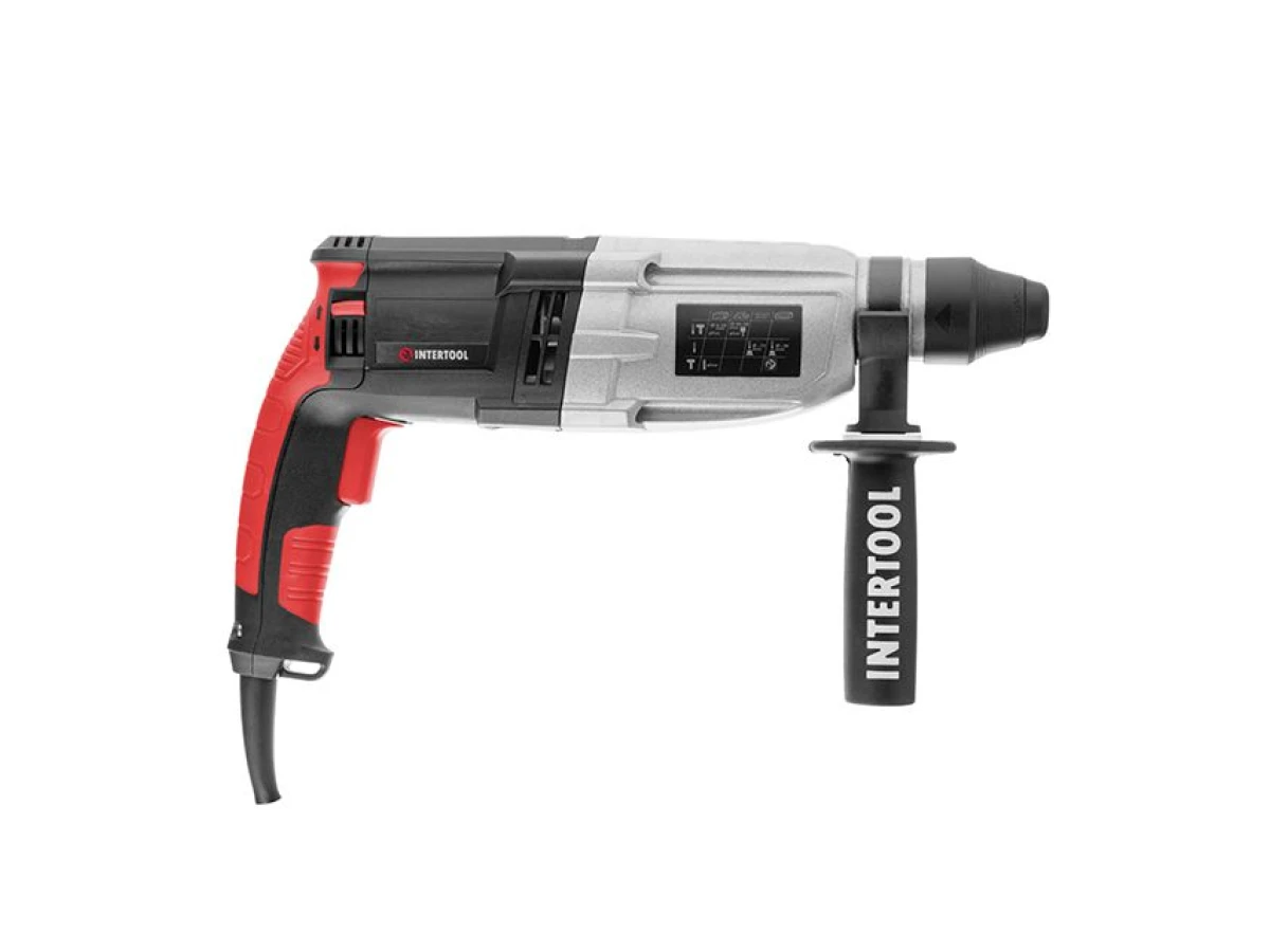 Перфоратор 1000 Вт, 3.2 Дж, 0-1300 об/мин, 0-5100 уд/мин, 3 режима, металлический корпус редуктора INTERTOOL WT-0172 