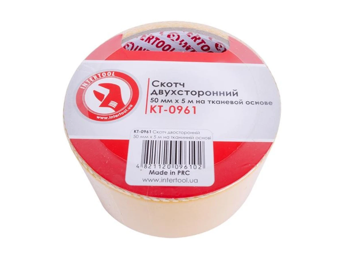 Скотч двосторонній 50мм * 5м на тканинній основі INTERTOOL KT-0961 