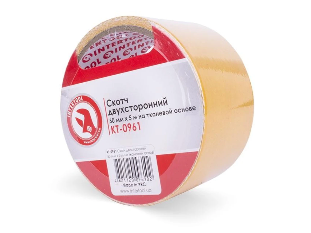 Скотч двосторонній 50мм * 5м на тканинній основі INTERTOOL KT-0961 
