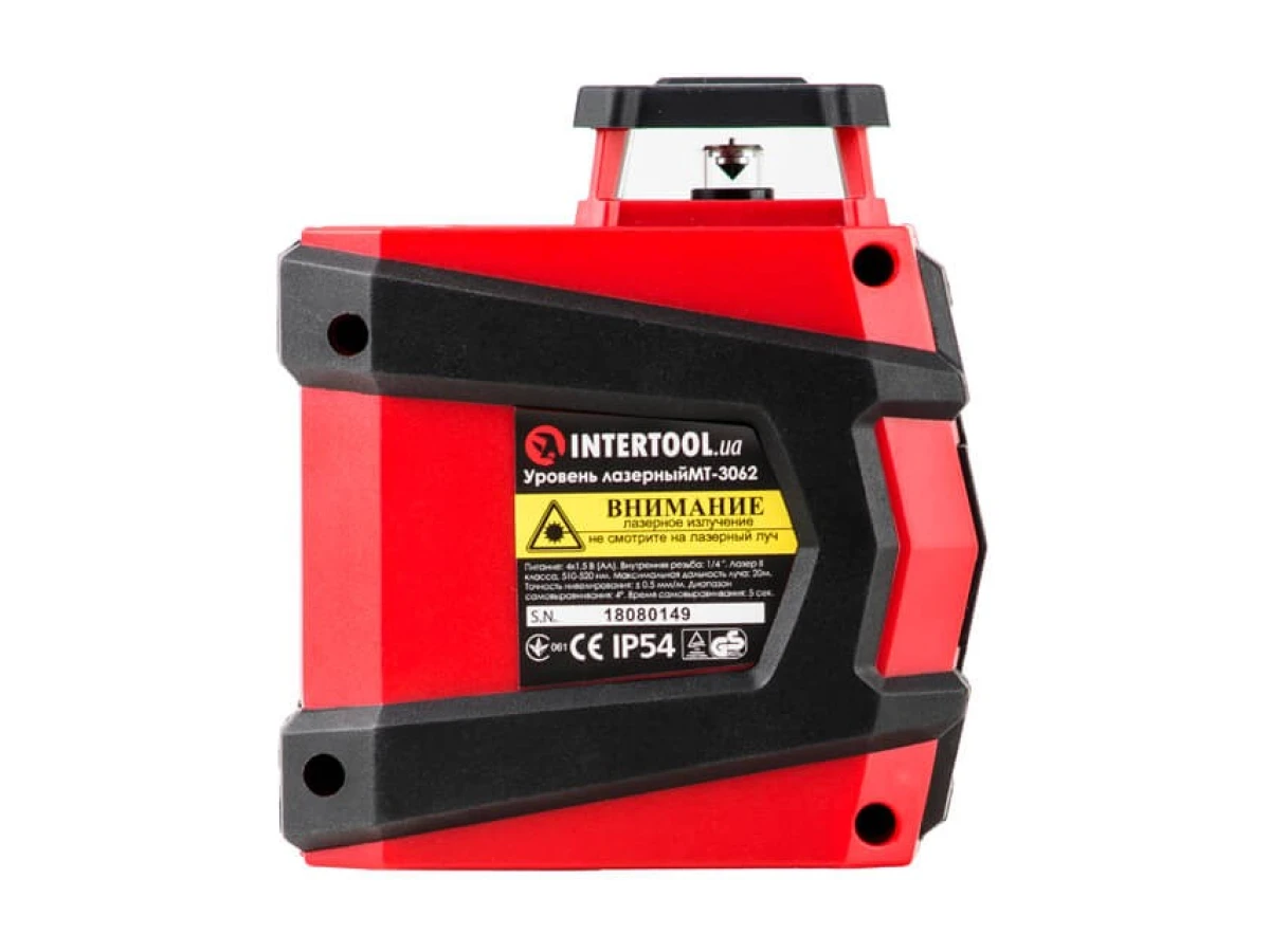 Уровень лазерный 360 град, 2 лазерные головки, зеленый лазер INTERTOOL MT-3062 