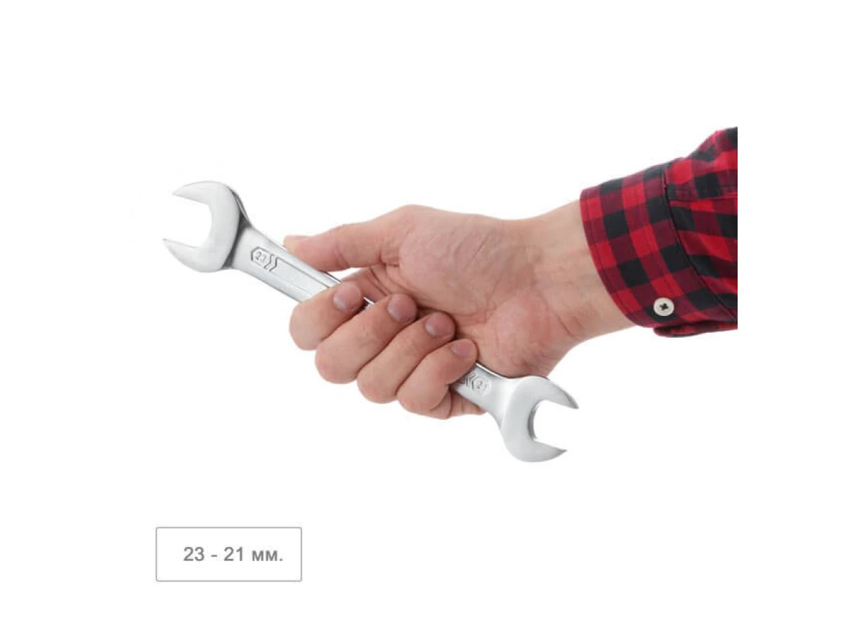Ключ ріжковий 21х23 мм CrV, покриття сатин-хром PROF DIN3113 INTERTOOL XT-1121 