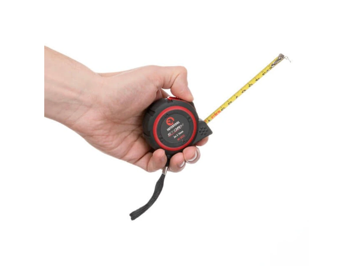 Рулетка з металевим полотном 3м * 16мм, нейлонове покриття полотна STORM INTERTOOL MT-0833 