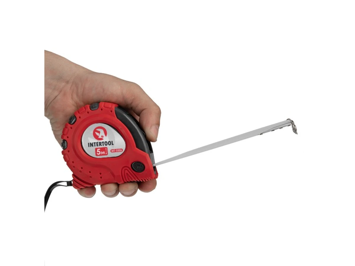 Рулетка з металевим полотном 5м x 25мм "Супер Магніт" блістер INTERTOOL MT-0306 