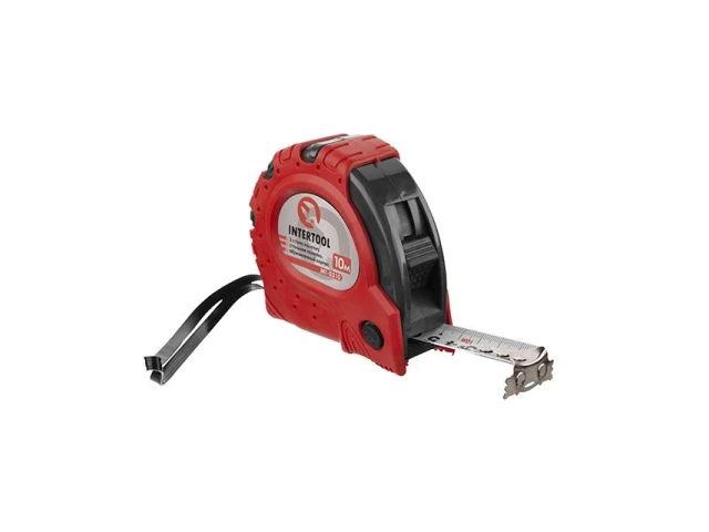 Рулетка з металевим полотном 10м x 25мм "Супер Магніт" блістер INTERTOOL MT-0310 