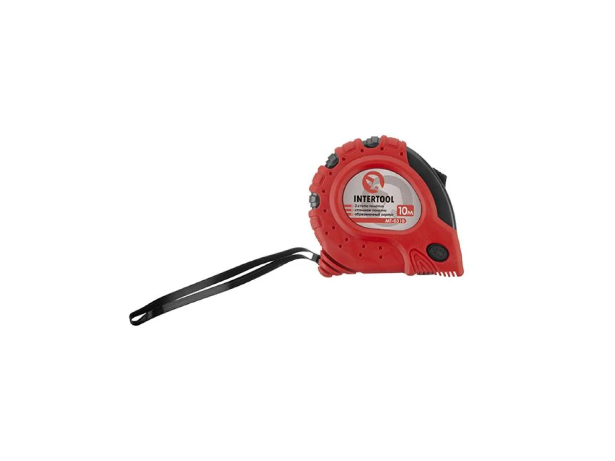 Рулетка з металевим полотном 10м x 25мм "Супер Магніт" блістер INTERTOOL MT-0310 