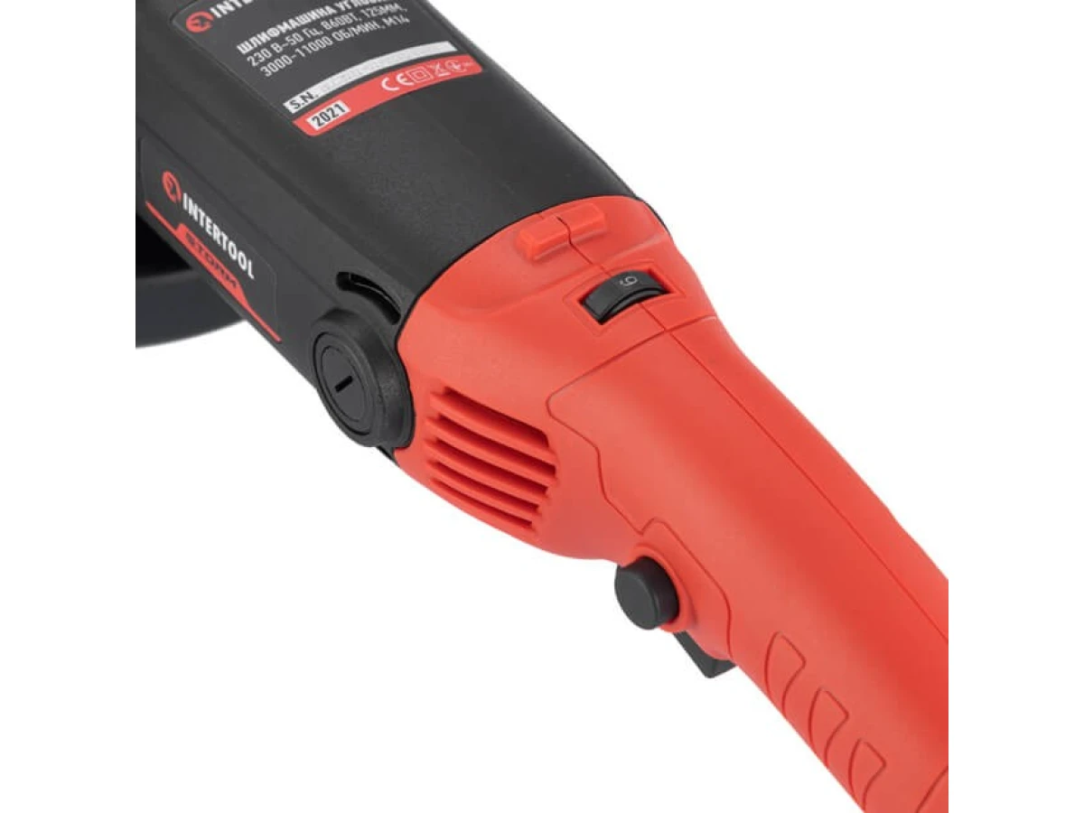 Шлифмашина угловая, 860 Вт, диаметр круга 125 мм, 3000-11000 об/мин INTERTOOL WT-0232 