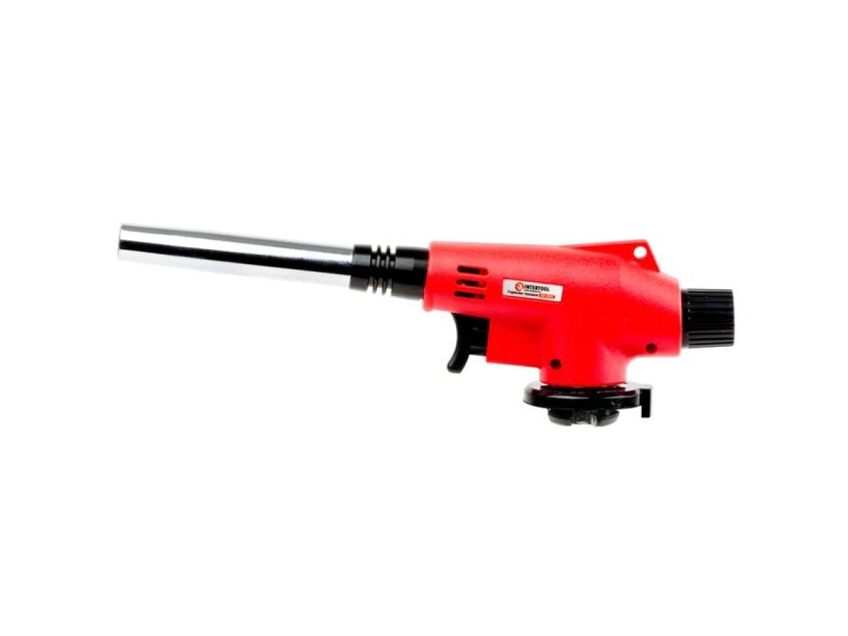 Горелка газовая, пьезозажигание на курке, регулятор, удлиненное сопло INTERTOOL GB-0022 