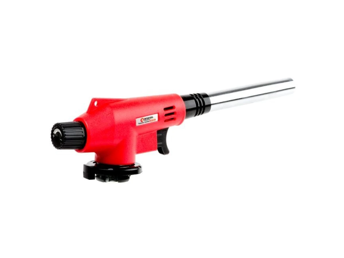 Горелка газовая, пьезозажигание на курке, регулятор, удлиненное сопло INTERTOOL GB-0022 