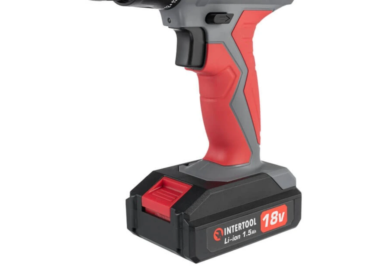 Дриль-шуруповерт акумуляторний 18 В, 17 Nm, 0-700 об/хв, 0.8-10 мм, Li-Ion, 1.5 Аг INTERTOOL DT-0315 