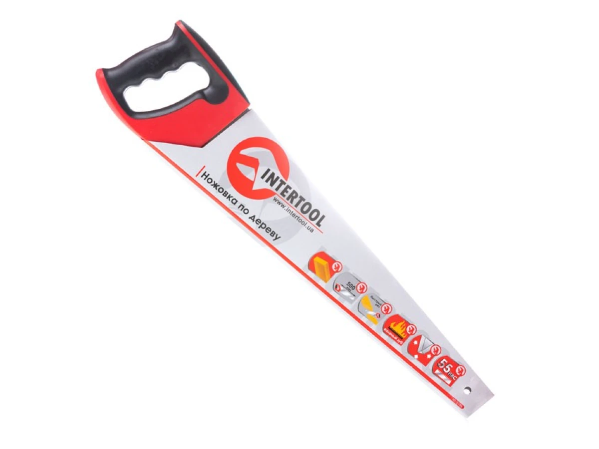 Ножівка по деревині 500 мм, з гартованим зубом, потрійне заточування, 7 зуб/дюйм INTERTOOL HT-3106 